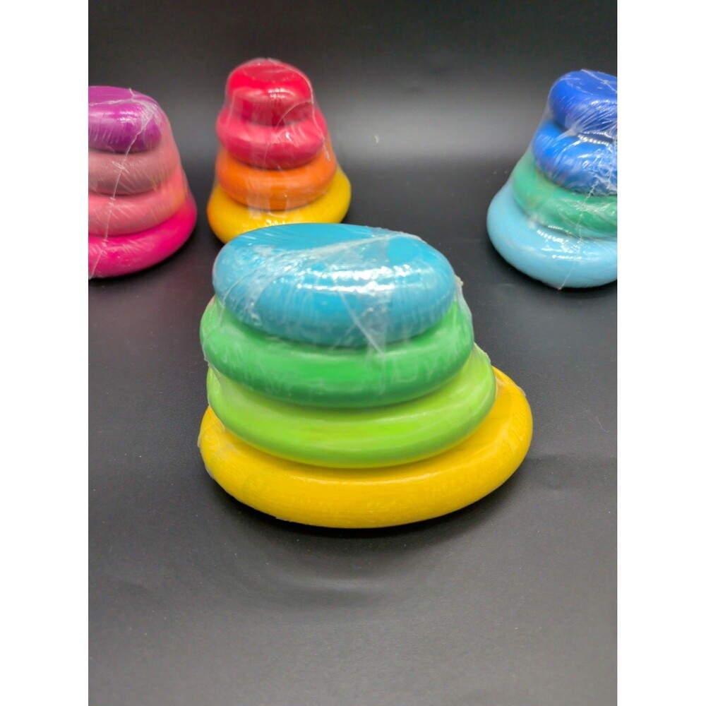 Lot of 4 Wooden Rainbow Stacking Toys, Montessori Toddler Learning Set - Picture 4 of 7